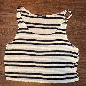 Brandy Melville navy and white crop top
